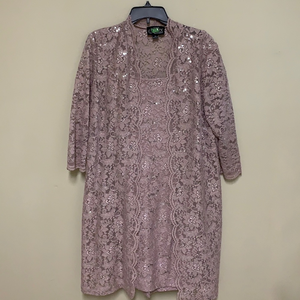 Alex Evenings 2 pc Sequin Formal Sheath Dress 14